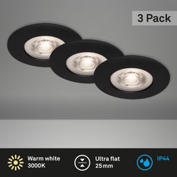 BRILONER - Set van 3 LED Inbouwspots - IP44 - Ø9 cm - 5 W - 460 Lm - 3.000 K - zwart (set van 3)