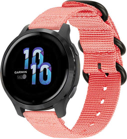 iMoshion Nylon 22 mm bandje – Geschikt voor Garmin Venu 2 / Fenix 7 Pro / 7 / 7s / 6 Pro / 6 / Vivoactive 4 / Polar Grit X Pro / X / Vantage M2 / V2 - Roze