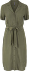 Pieces PCOLIVIA SS DRESS NOOS - Dames Jurk - Knoopjes en Riem - Groen