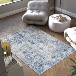 tectake® Vintage Design Vloerkleed Amara - Laagpolig - Wasbaar - 160cm x 230cm - blauw