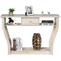 Coast Console Tafel - 3 Laags - Met Lade en Plank - Grijs