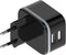 HQ-Power COMPACTE LADER MET 2 USB-AANSLUITINGEN - 5 V - 3.4 A max. ( 2.4 + 1 A ) - 17 W max.