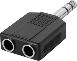 HQ-Power Jack connector - jack 6.35 mm mannelijk naar 2 x jack 6.35 mm vrouwelijk - stereo