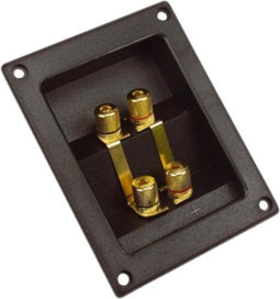 HQ-Power Luidsprekeraansluiting, dubbele aansluitingen, rechthoekig, vergulde terminals, 95 x 122 mm, zwart