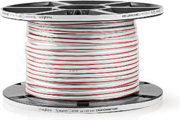 HQ-Power Luidsprekerkabel, OFC, 2 x 1.50 mm², 100 m, wit, perfect voor geluidsoverdracht