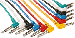 HQ-Power Patchkabel, set, 6 kleuren, 2 x jack 6.35 mm mannelijk, mono, 90°, 1 m, perfect voor geluidsoverdracht