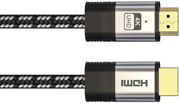 HQ-Power Premium HDMI High Speed 2.0 kabel, voor optimale kijk- en luisterervaring, met vergulde connector, gevlochten textiel, drievoudige afscherming, geschikt voor 4K video, zwart, 5 m