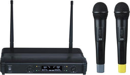 HQ-Power UHF-microfoon, draadloos, lcd-scherm, 2 kanalen, 2 microfoons, 863.50 MHz + 865.00 MHz