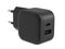 HQ-Power Universele GaN snellader, 1x USB-A QC en 1x USB-C PD, voor iOS/Android smartphones en tablets, 5x sneller, compact en ideaal voor onderweg, 30W, zwart