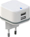 HQ-Power USB-lader, met 2 USB-poorten, 5 V 4.8 A 24 W, ideaal voor mobiele telefoons, smartphones, tablets, GPS en meer, beveiliging tegen kortsluiting, ledindicator, perfect voor zowel dagelijks gebruik als voor op reis, wit