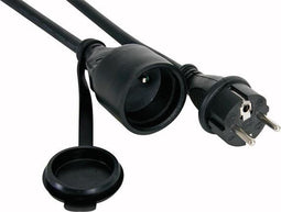 HQ-Power Verlengkabel, met krimpkous, H05RR-F 3G2.5, 1.5 m, 16 A/230 V, 3680 W, type E/F, IP44, rubber, zwart