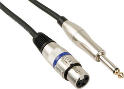 HQ-Power XLR-jack kabel, 1 x XLR vrouwelijk, 1 x jack 6.35 mm mannelijk, mono, 6 m, perfect voor geluidsoverdracht