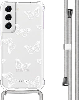 iMoshion Hoesje Geschikt voor Samsung Galaxy S22 Hoesje Met Koord - iMoshion Design Hoesje met Koord - Transparant / Butterfly