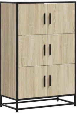 vidaXL - Hoge - kast - 68x35x106,5 - cm - bewerkt - hout - en - metaal - sonoma - eiken
