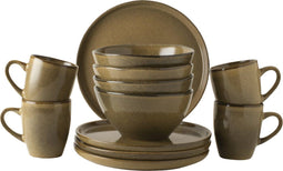 Dutch Rose Serenity Serviesset 4 persoons - Stoneware Handgemaakt - Camel