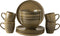 Dutch Rose Serenity Serviesset 4 persoons - Stoneware Handgemaakt - Camel