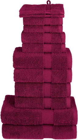 vidaXL - 12-delige - Handdoekenset - SOLUND - 600 - g/m² - bordeauxrood