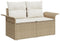 vidaXL - 2-Zits - Tuinbank - met - Kussens - Beige - Poly - Rattan