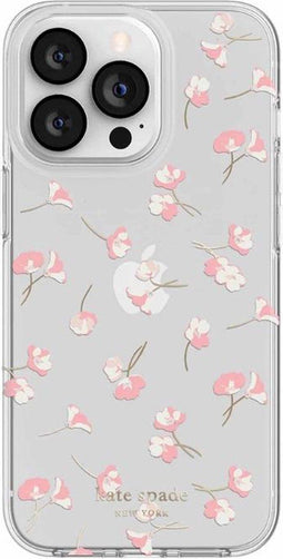 Kate Spade - iPhone 13 Pro - Hardshell Back Cover - Bloemen Wit Roze