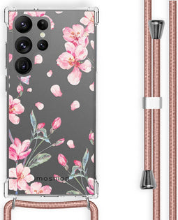 iMoshion Hoesje Geschikt voor Samsung Galaxy S23 Ultra Hoesje Met Koord - iMoshion Design Hoesje met Koord - Roze / Blossom Watercolor