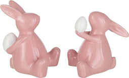 J-Line figuur Konijn - keramiek - roze - small - 2 stuks