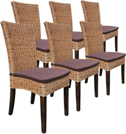 SVJ Eetkamerstoelen - 64x48x98 cm - Rotan - Bruin - Set van 6