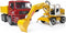Bruder 2751 - MAN vrachtwagen - Liebherr kraan - Geel Wit Rood