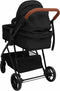 vidaXL - Kinderwagen - 3-in-1 - staal - antracietkleurig - en - zwart