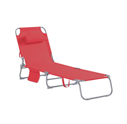 SoBuy OGS35-R - Opvouwbare Tuinstoel - 5 Verstelbare Rugleuningsstanden - Rood