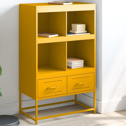 vidaXL - Hoge - kast - 68x39x111,5 - cm - staal - mosterdgeel