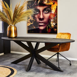 Eetkamertafel Daan 160 cm - Eettafel zwart - eettafel industrieel