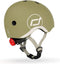 Scoot & Ride Helmet – Kinderhelm – XS 45-51 cm – LED achterlicht – magnetische sluiting – verstelbaar – Olijf