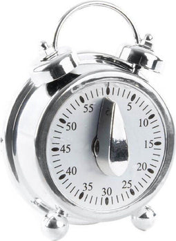 Metalen kookwekker/eierwekker zilver 9 x 5 x 11 cm - Analoge kookwekker