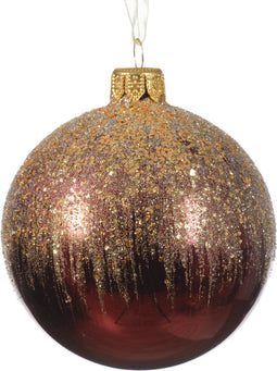 Kerstbal glas d8 cm ossenbloed kerst