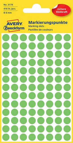 Avery Zweckform - Etiket az 3179 rond 8mm lichtgroen 416 stuks