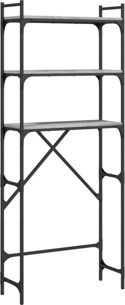 vidaXL - Wasmachinerek - 67x25x163 - cm - bewerkt - hout - grijs - sonoma