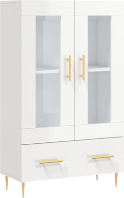 vidaXL - Hoge - kast - 69,5x31x115 - cm - bewerkt - hout - hoogglans - wit