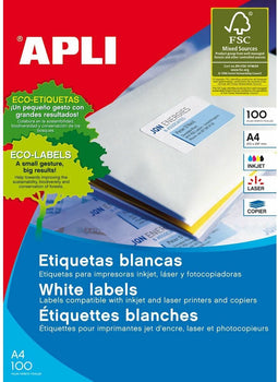 Adhesive labels Apli 581243 210 x 148 mm 200 Sheets White