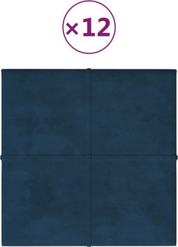 vidaXL - Wandpanelen - 12 - st - 1,08 - m² - 30x30 - cm - fluweel - blauw