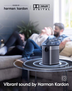 Halo True 1080p Full HD Draagbare Projector met Android TV 9.0, 5000+ applicaties, Harman/Kardon-luidsprekers, 600 ISO Lumen, Outdoor Projector WiFi Bluetooth Overal te gebruiken