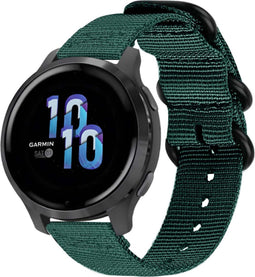 iMoshion Nylon 22 mm bandje – Geschikt voor Garmin Venu 2 / Fenix 7 Pro / 7 / 7s / 6 Pro / 6 / Vivoactive 4 / Polar Grit X Pro / X / Vantage M2 / V2 - Donkergroen