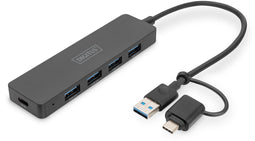 Digitus DA-70235 - USB Hub - 4x USB 3.2 (Gen1, 5Gb/s) - Zwart
