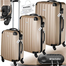 tectake® Talia - 3-Delige Kofferset - Harde Schalen van ABS - TSA Cijferslot - Rood