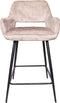 PTMD Fal LOW Velvet Khaki Bar Stool Black Metal Leg KD