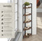 Tectake Hoekkast Castlebar - Staande kast - 5 niveaus - 30 x 30 x 150 cm - Zwart stalen frame (Donkerbruin)