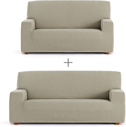 Sofa hoes set Eysa TROYA Lichtbruin 70 x 110 x 210 cm 2 Onderdelen