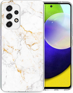 iMoshion Hoesje Geschikt voor Samsung Galaxy A53 Hoesje Siliconen - iMoshion Design hoesje - Wit / White Marble