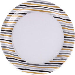 Duni Wegwerp Borden Stripes Black & Gold 22 Cm 10 Stuks