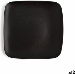 Platt tallrik Ariane Antracita Vierkant Keramisch Zwart (20 cm) (12 Stuks)