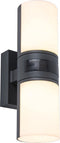 LUTEC Cyra - LED wandlamp voor buiten - Up & Down - PIR bewegingssensor - 2 draaibare lampen - Premium aluminium - 1000Lm krachtig licht - 3000K warm wit licht - IP54 extra weerbestendig - Donkergrijs